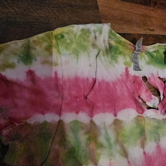 Gildan Pink and Green Tie-Dye Short Sleeve Tee - Picture 2 of 7